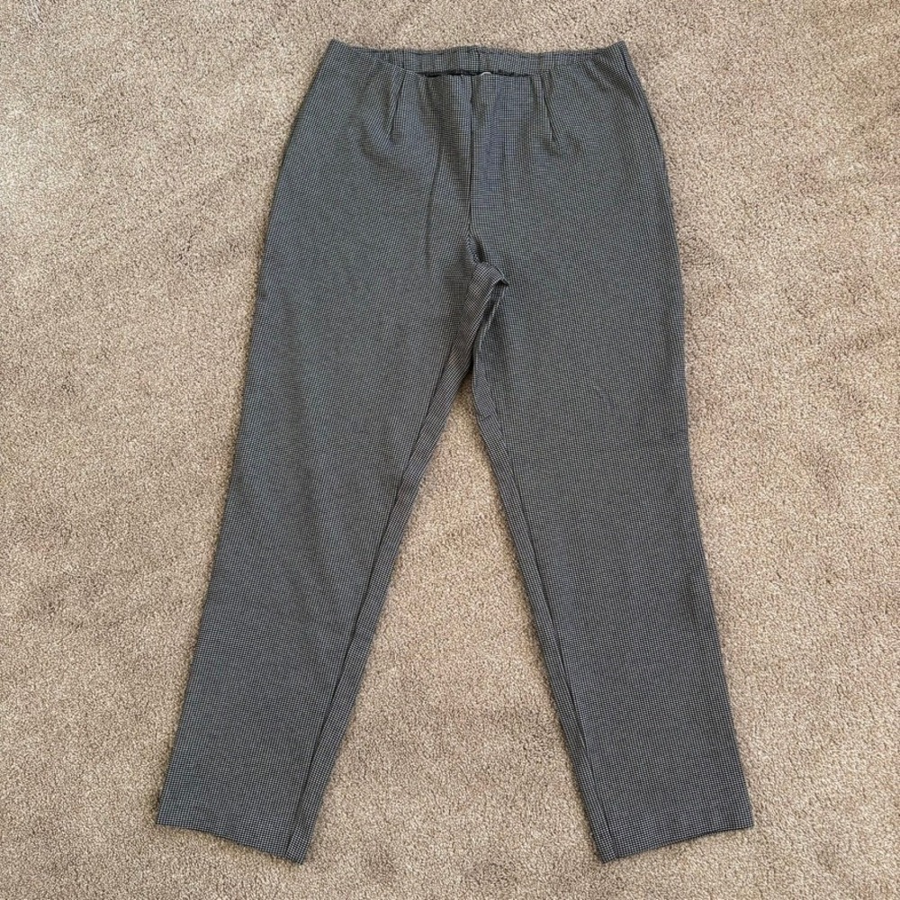 J. Jill Women Slim Leg Pant Ponte Houndstooth Medium Black White Stretch Pull On - Picture 2 of 7